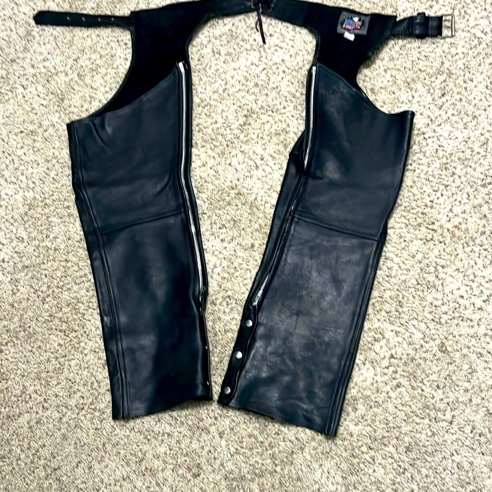 Iron Hides Leather chaps, motorcycles size large